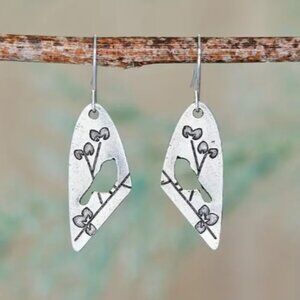Silver Songbird Dangle Earrings